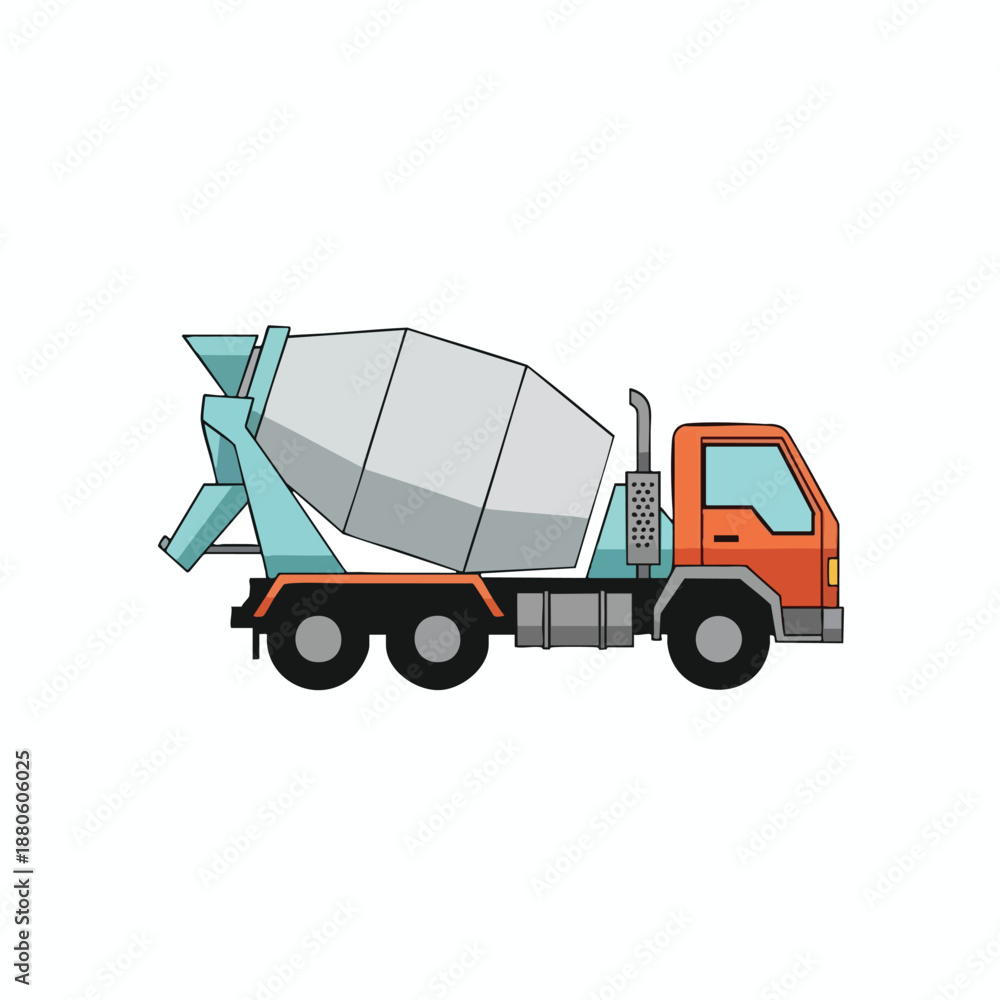 Fototapeta premium Illustration of a Concrete Mixer Truck