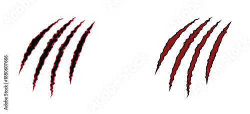 Claw Scratch Mark Icon Set Representing Damage, Attack, Horror, and Aggressive Visual Effects