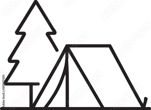 Camping tent forest trees icon