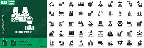 Industry Solid Editable Icons set