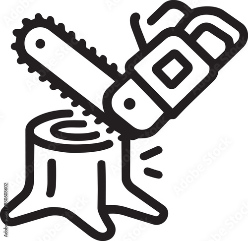 Deforestation chainsaw tree stump icon