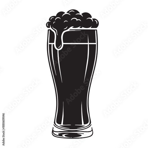 Simple flat design black beer glass symbol for bar branding and menu decoration