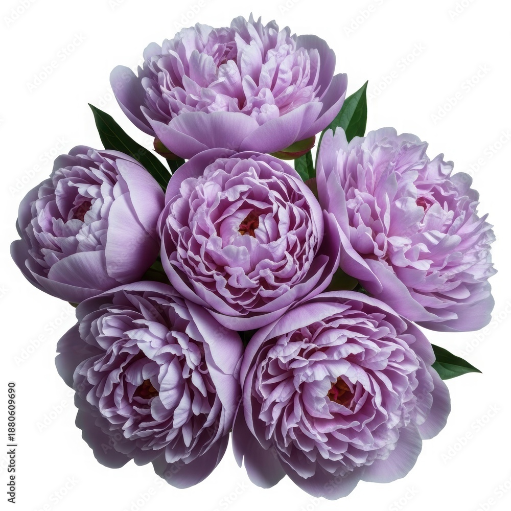 Obraz premium Peony Bouquet: Delicate and enchanting, this close-up showcases a gathering of soft, lavender peonies, their velvety petals creating a mesmerizing display of floral beauty.
