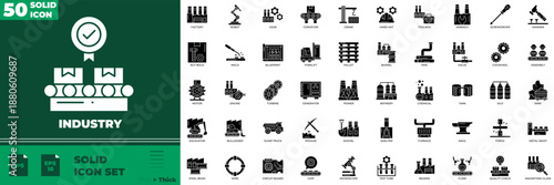 Industry Solid Editable Icons set