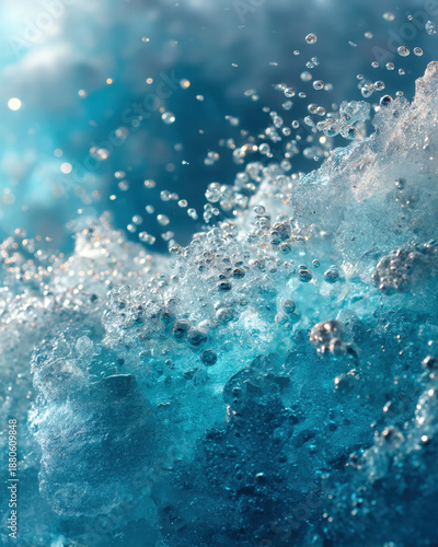 Wallpaper Mural Blue ice macro texture with tiny bubbles, abstract vertical winter design space Torontodigital.ca