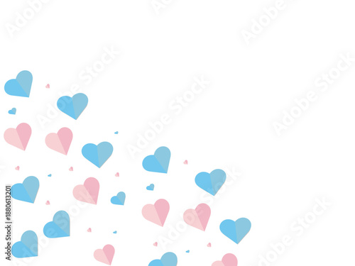 Vector illustration, Valentine's Day, love banner, blue and pink hearts, romantic card