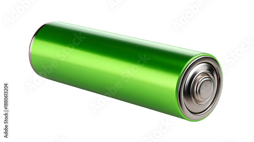 High-performance green battery cell on a neutral background