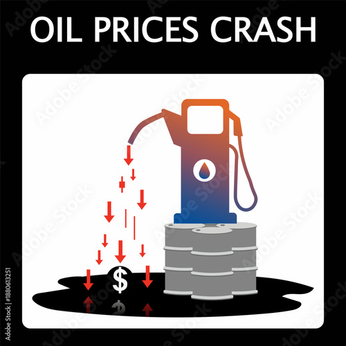 Oil prices crash with falling dollar and barrels at gas station