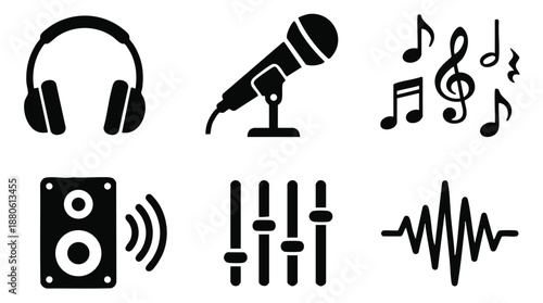 Music icons and symbols for audio production and sound design