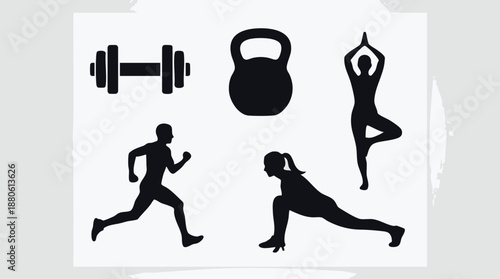 Fitness icons for exercise and workout routine
