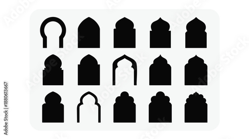 Collection of various black archway and doorway silhouettes