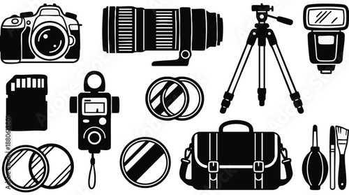Photography equipment and accessories illustration set