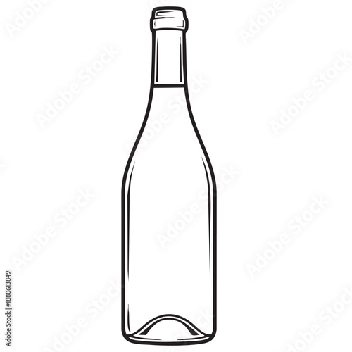 Elegant hand-drawn wine bottle sketch for winery branding and restaurant menus