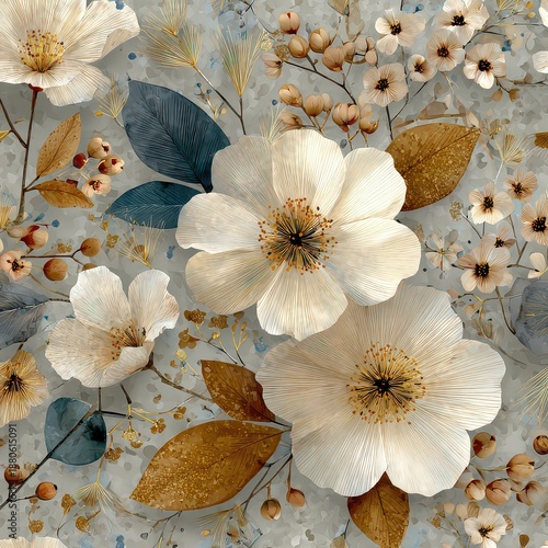 Beautiful Floral Pattern with Soft Colors and Elegant Design Elements