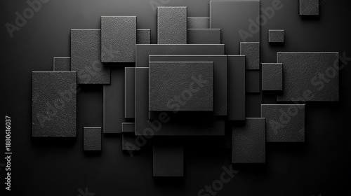 Abstract black geometric background with shadows, vector illustration for corporate and tech designs
