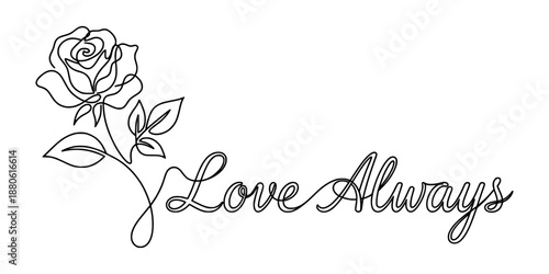 rose outline drawing - simple line art of valentine roses with text
