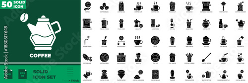 Coffee Solid Editable Icons set