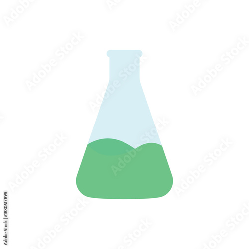 Flat pastel erlenmeyer flask icon for chemistry laboratory, science education, research, and experimental design.