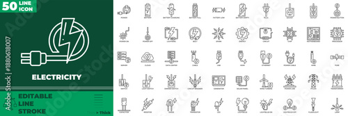 Electricity Line Editable Icons set