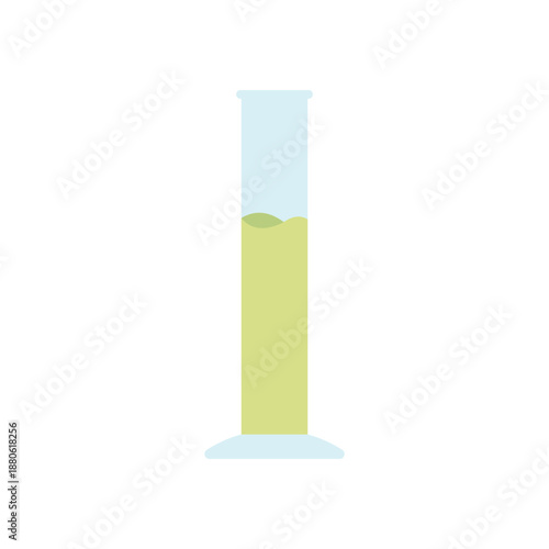 Flat pastel measuring cylinder icon for chemistry laboratory, science education, research, and volume measurement design.