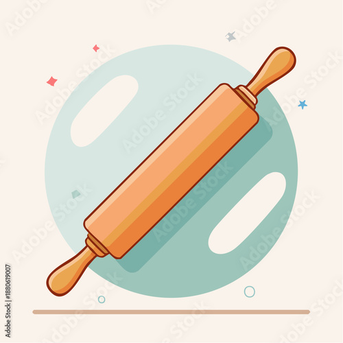 Wooden Rolling Pin Illustration Kitchen Tool.