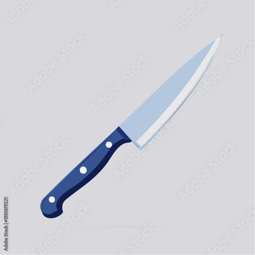 Sharp Kitchen Knife with Blue Handle.