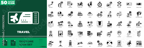 Travel Duotone Editable Icons set