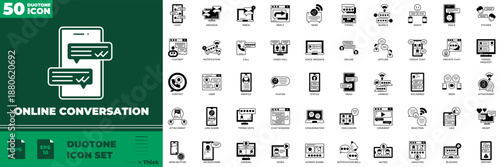 Online Conversation Duotone Editable Icons set