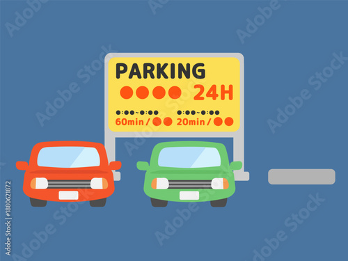 夜のコインパーキングのイラスト