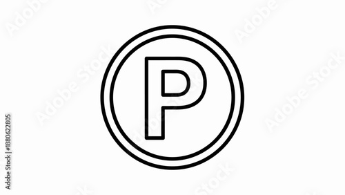 Simple Parking Sign Illustration Featuring Letter P in Concentric Circles
