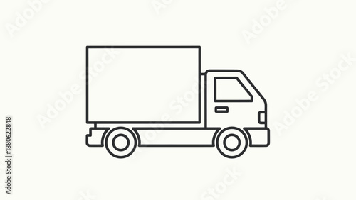 A simple line drawing of a delivery truck viewed from the side on a plain background