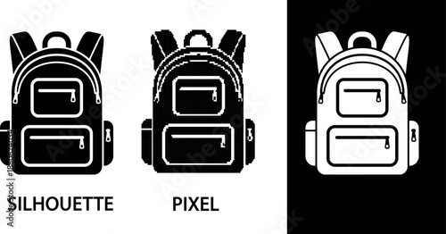 Black backpack icon flat design vector illustration