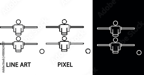 Minimal Line Art Foosball Game Icon Vector Illustration