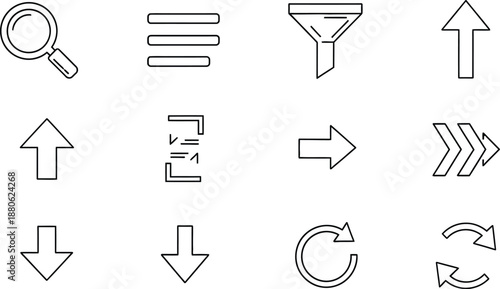 Collection of navigation and filtering icons