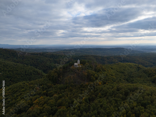 Wallpaper Mural Gračanica Tower in Požega Hills, Croatia – Drone Landscape Torontodigital.ca