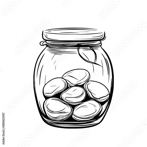 Capsules Tranquility: Vintage Jar Amaranth Seeds | Clean, isolated vector art for creative projects.