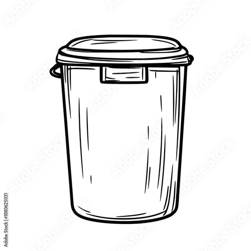 Whimsical Minimalist Line Art Kitchen Compost Caddy | Clean, isolated vector art for creative projects.