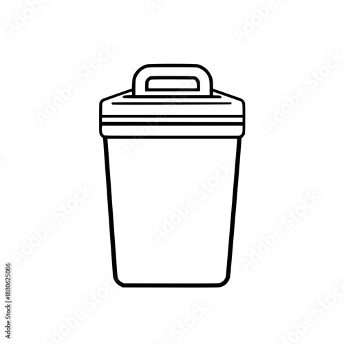 Elegant minimalist kitchen compost caddy line art | Clean, isolated vector art for creative projects.