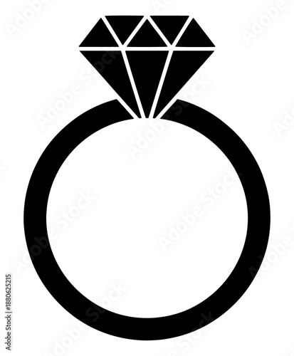 Minimal Diamond Ring Outline Solid Vector Icon