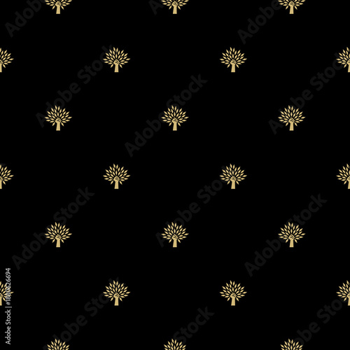 Eco Protest Tree seamless pattern isolated on black background