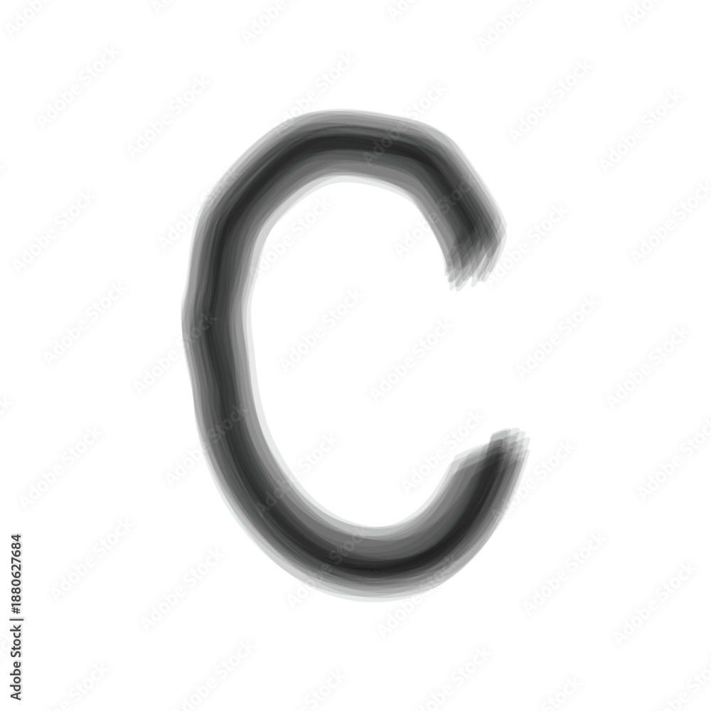 Naklejka premium A large black letter c on a white background looks artistic