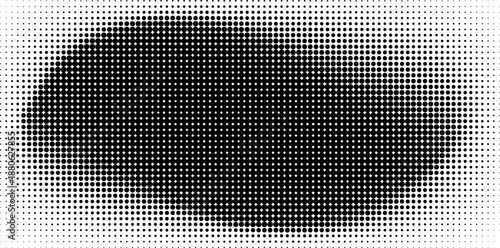 Set of halftone dots gradient pattern texture isolated on white background. Straight dotted spots using halftone circle dot raster texture. Vector blot half tone collection.