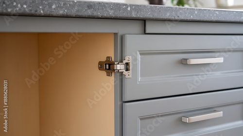Soft close cabinet hinge modern kitchen drawer hardware detail photo