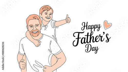 Happy bearded father giving his child a joyful piggyback ride celebrating Fathers Day