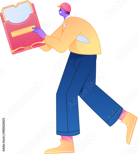 Vector flat gradient illustration of a character holding a red envelope and celebrating Chinese New Year.
