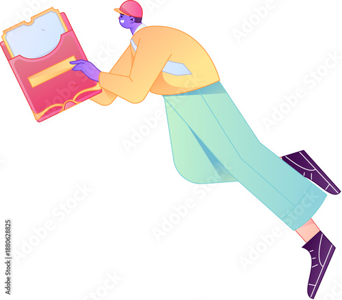 Vector flat gradient illustration of a character holding a red envelope and celebrating Chinese New Year.
