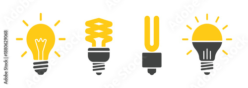 Set of idea sign icon. Bulb icon collection vector lightbulb creativity concept outline modern design isolated on transparent background