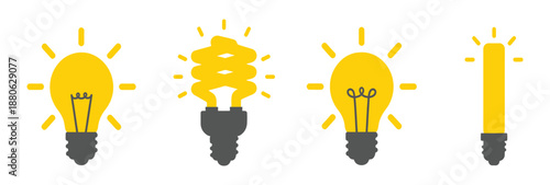 Set of idea sign icon. Bulb icon collection vector lightbulb creativity concept outline modern design isolated on transparent background