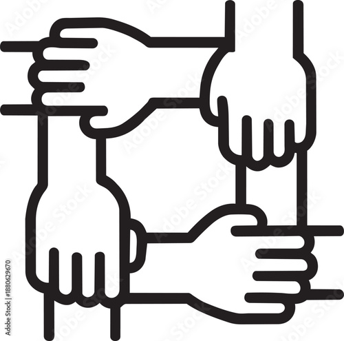 Collaboration hands puzzle icon
