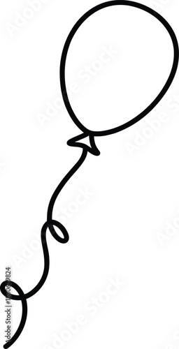 Black and white balloon with string and knots